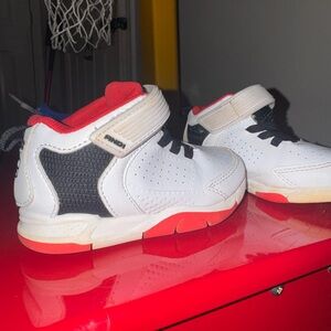 Kids White and Red Athletic Shoes
